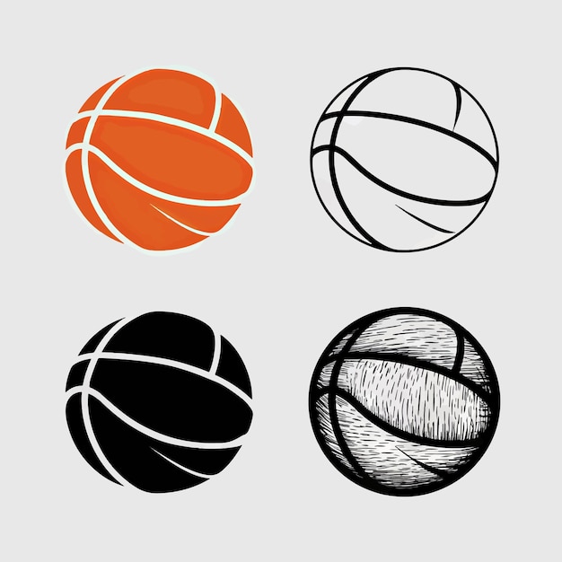 Un baloncesto negro y naranja y un baloncesto en un fondo gris