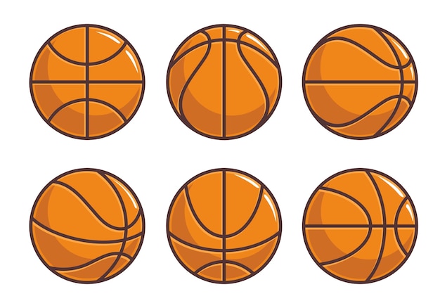 Baloncesto, pelota, conjunto, plano, ilustraciones