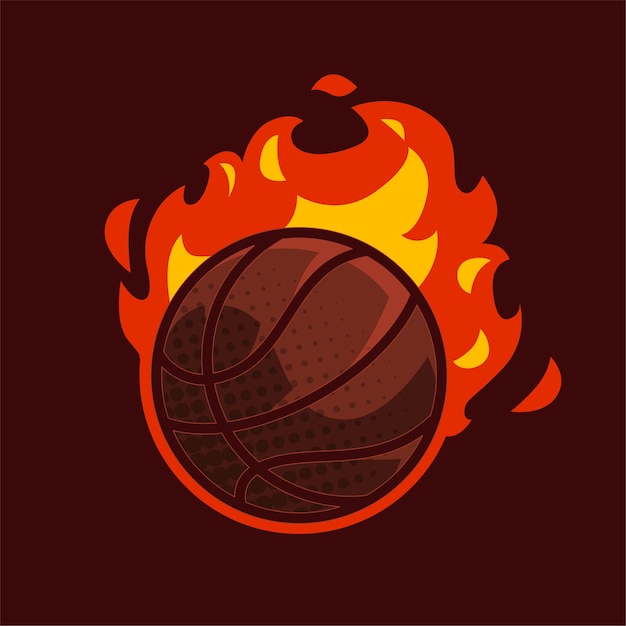 Vector baloncesto con plantilla de vector de fuego