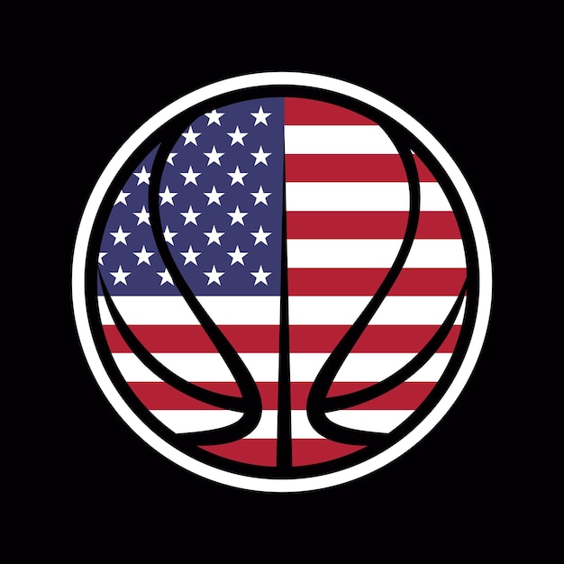 Baloncesto con vector de bandera de estados unidos