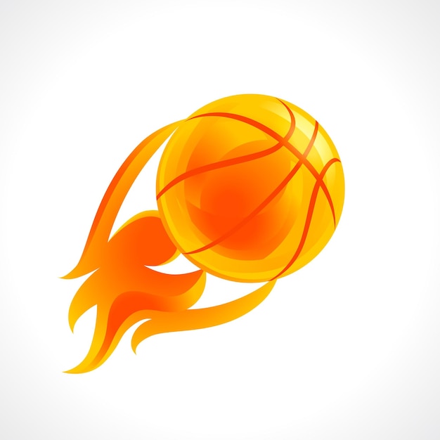 Baloncesto vector logo concepto bola ardiente deportista jugador signo marca símbolo de competiciones