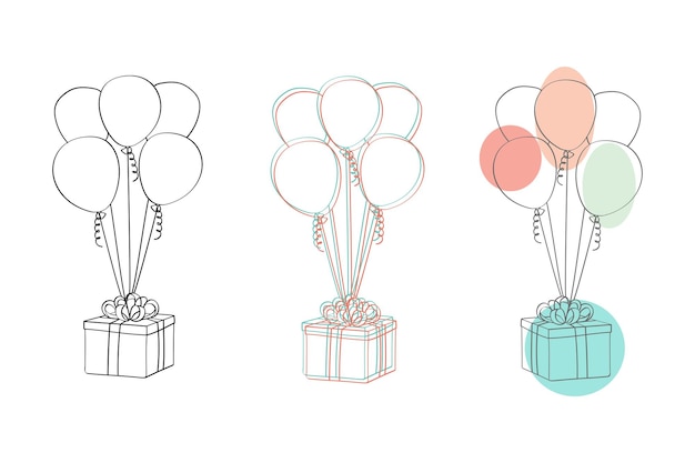 Vector balones y cajas de regalos de colores