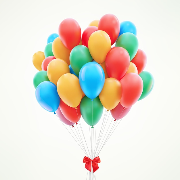 Balones de color brillantes y realistas en 3D Balones de helio brillantes y coloridos en vectores de plantilla