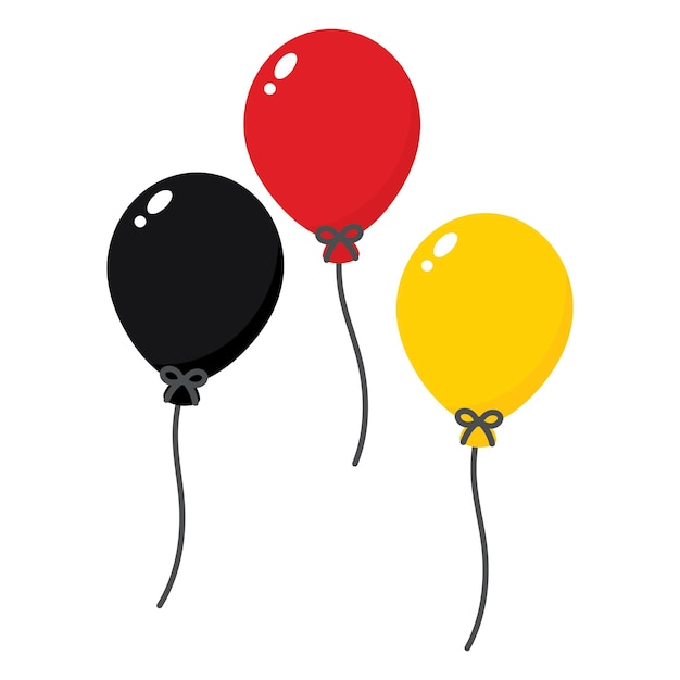 Balones de color rojo negro y amarillo como los colores de la bandera de Alemania Ilustración vectorial plana
