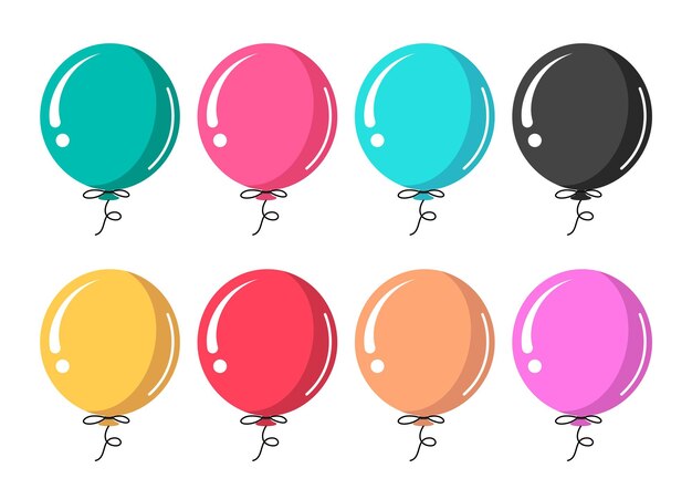 Balones coloridos para eventos y festividades de celebración Balón al estilo de dibujos animados Vector illustrat