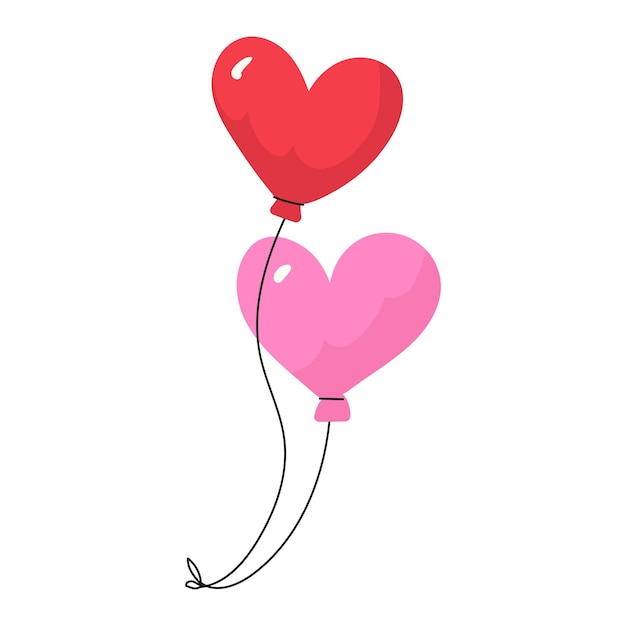 Balones de corazón dibujados a mano sobre un fondo blanco