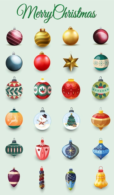 Vector balones de decoración navideña