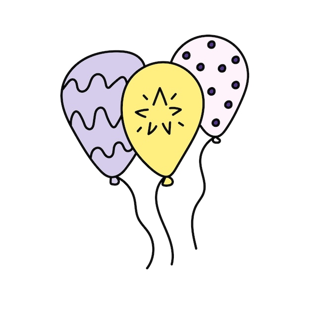 Balones en estilo doodle aislados sobre un fondo blanco