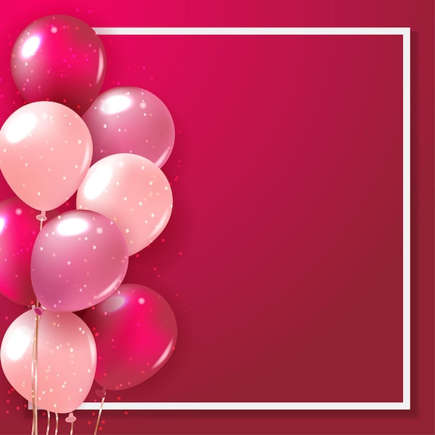 Balones con fondo rosado de gradación