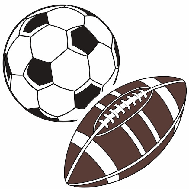 Balones de fútbol y fútbol para etiquetas y emblemas.