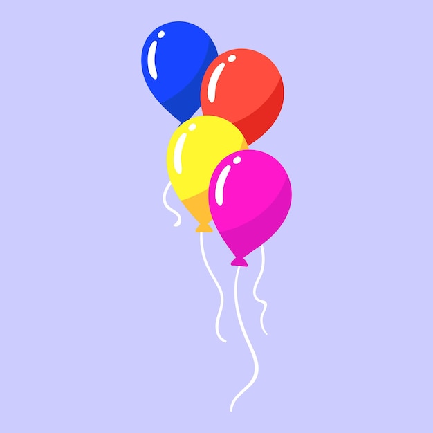 Balones de helio vectoriales de colores sobre un fondo blanco