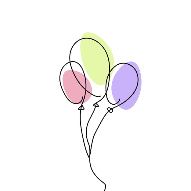 Balones línea continua una línea dibujando ilustración vectorial aislada