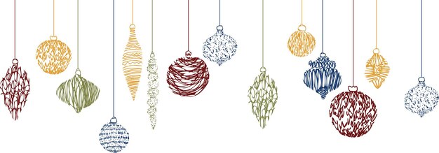 Balones de Navidad de color en blanco Ilustración vectorial para su diseño