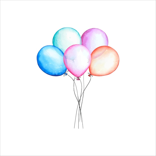 Balones rosados azules Ilustración en acuarela