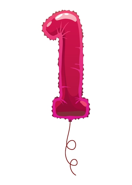 Balones rosados de helio número Elemento de diseño realista carácter numérico Decoración de fiestas Balón o letrero de aniversario Ilustración de dígitos decorativos brillantes vectoriales