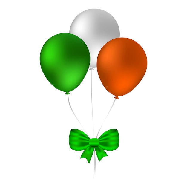 Vector balones voladores diseñados con tres colores de la bandera de irlanda para el elemento del evento del día de san patricio