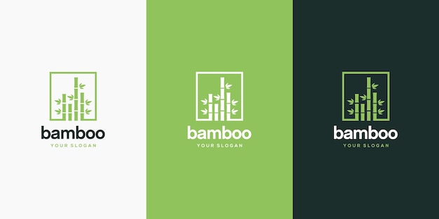 Bambú en plantilla de diseño de logotipo cuadrado