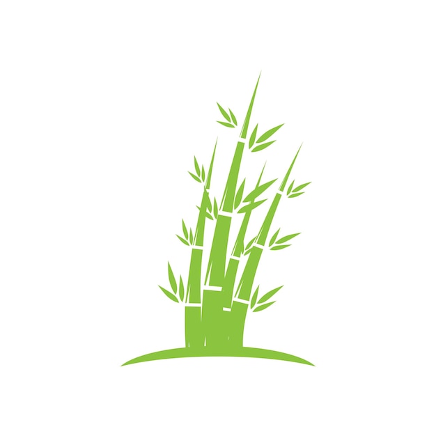 Bambú con plantilla de vector de ilustración de logotipo de hoja verde