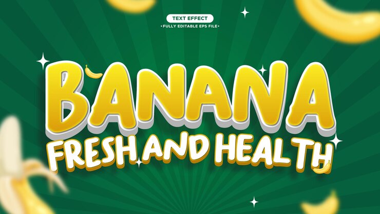 Vector banana 3d style vector text effect formato de archivo eps y totalmente editable