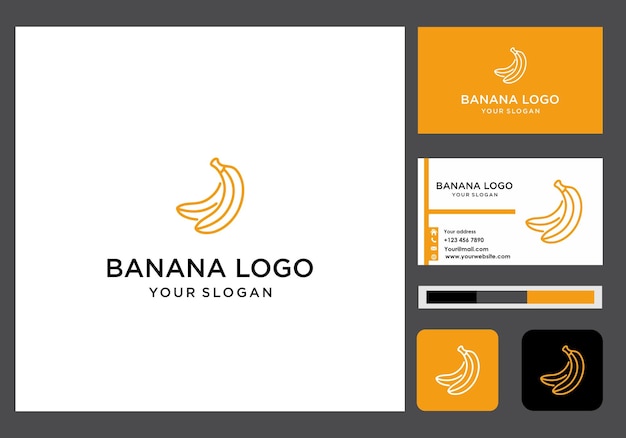 Banana logo línea arte e icono de tarjeta de visita