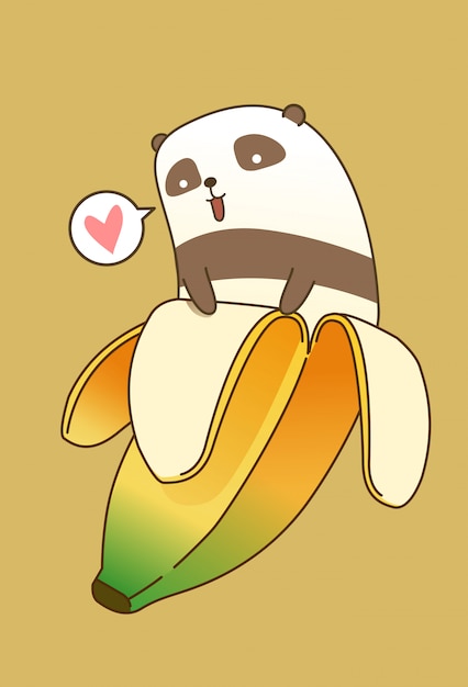 Banana panda en estilo de dibujos animados.