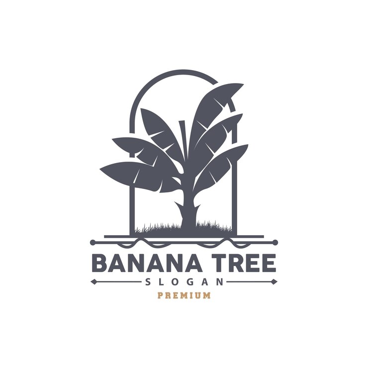 Banana Tree Logo Banana Tree Diseño de silueta simple Planta Icono Símbolo Ilustración vectorial