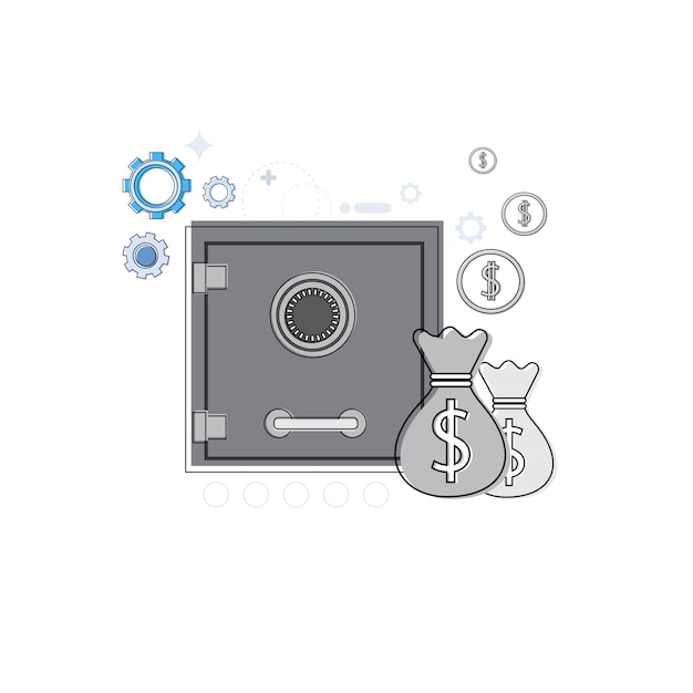 Banca financiera Negocio Web Banner Ilustración de Vector de línea delgada