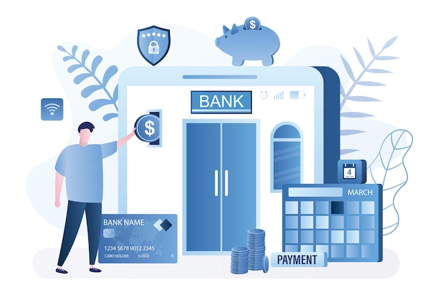 Banca en línea El cliente paga dinero El pago del préstamo La deuda de la tarjeta de crédito El vector de pago mensual