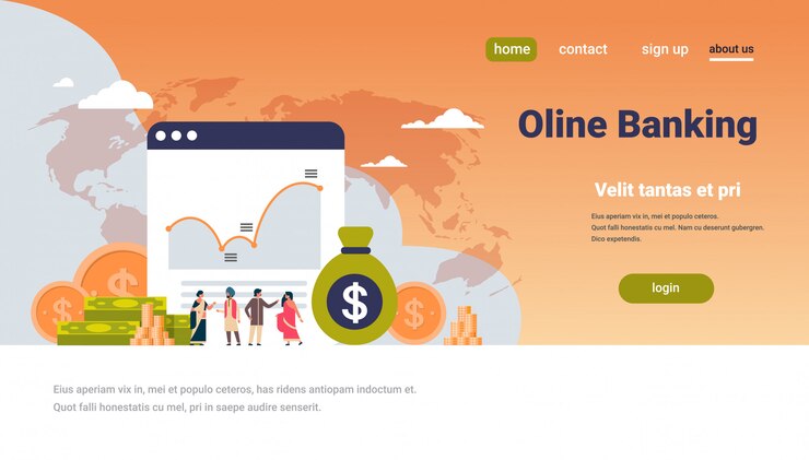 Vector banca en línea dinero gráfico crecimiento riqueza