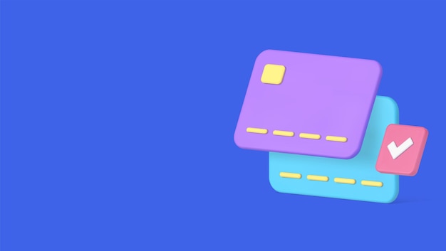 Banca en línea transferencia de dinero electrónico entre tarjetas de crédito y débito transacción de éxito vector de icono 3D