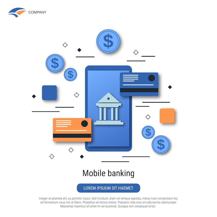 Vector banca móvil pago en línea transacciones financieras ilustración del concepto vectorial de estilo plano