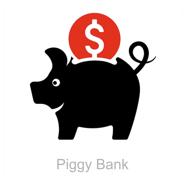 Banco de cerdos y concepto de icono de ahorro de dinero