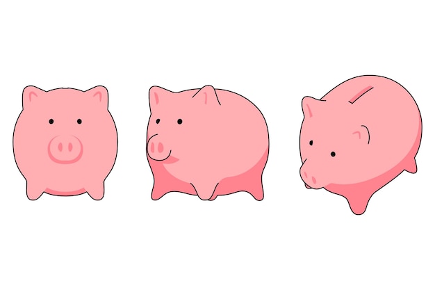 banco de cerdos varios ángulos gráfico 3D