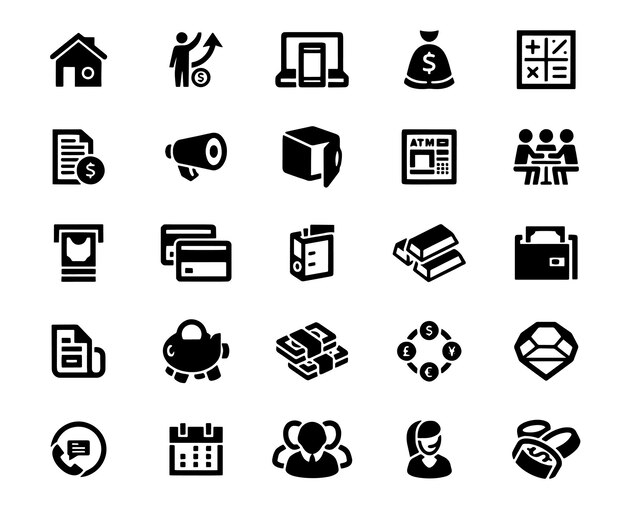 Banco y contabilidad Icon set Mercado de valores en línea B