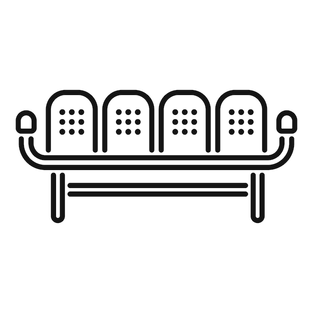 Banco de la sala de espera con cuatro asientos vacíos icono