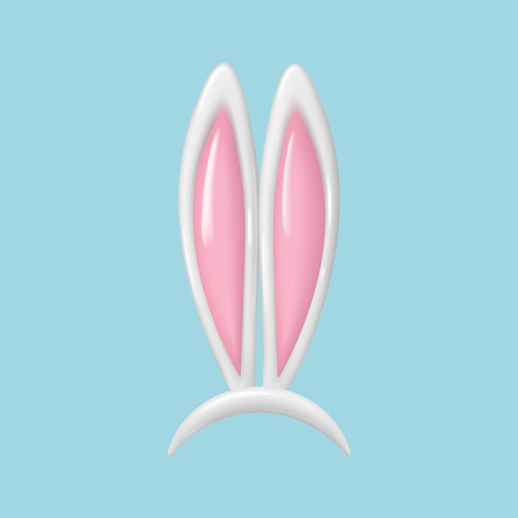 Vector banda divertida de orejas de conejo de dibujos animados en 3d para el diseño de trajes ilustración vectorial de conejo de pascua o conejo