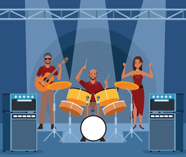 Vector banda de música de dibujos animados