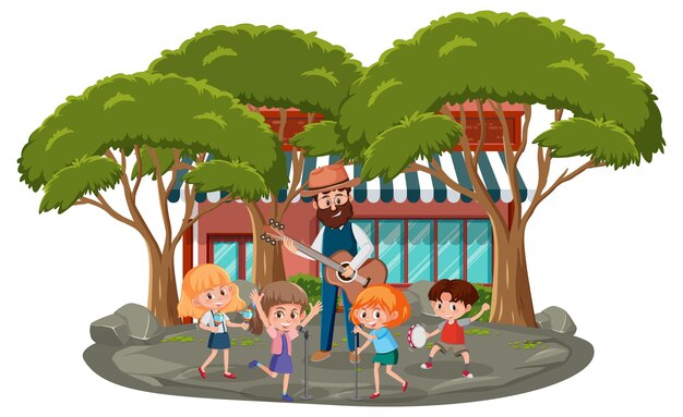 Una banda musical tocando en el parque.