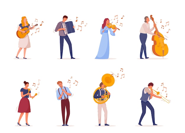 Banda musical de violonchelistas y otros músicos