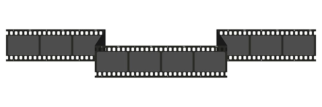 Banda de película larga plegada aislada sobre un fondo blanco plantilla de tira de película Ilustración vectorial