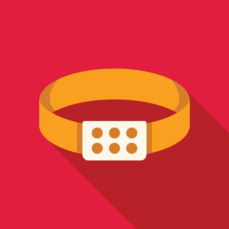 Vector banda de pulsera amarilla para eventos sobre un fondo rojo