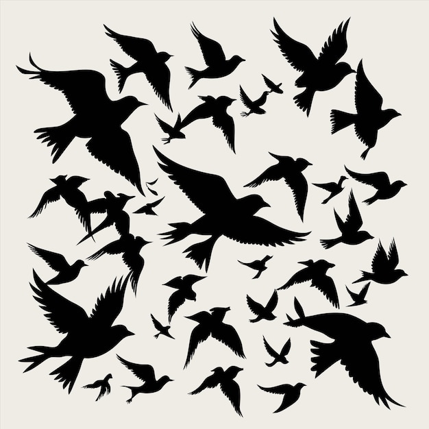 una bandada de pájaros están volando en un círculo con un fondo negro