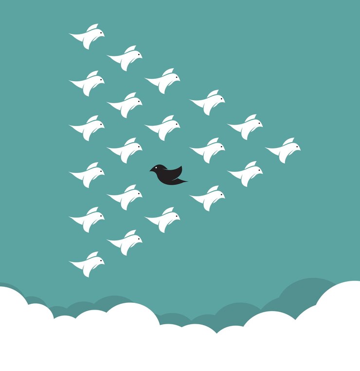 Vector bandada de pájaros volando en el cielo diferentes conceptos fácil ilustración vectorial en capas editable anima