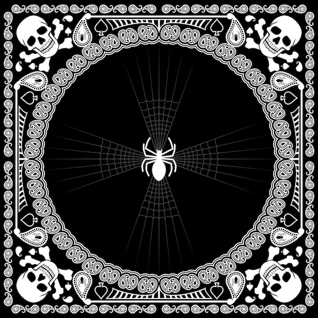 Bandana patrón calavera y araña