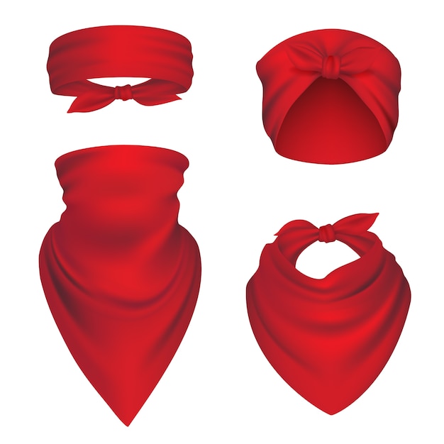 Bandanas realistas. diademas para moteros con protección deportiva bufanda gángster para cabeza y cuello. bufanda de ilustración realista, ropa tela de bandana | Premium