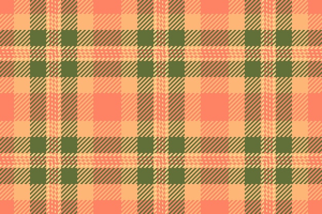 Bandanna check tartan textil de cuadros de temporada sin costuras con fondo vectorial de patrón de textura punk en colores rojo y naranja