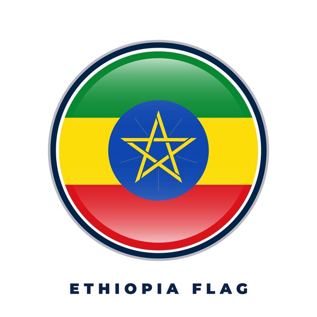 Bandeira de Etiopía con icono redondo y vector de círculo