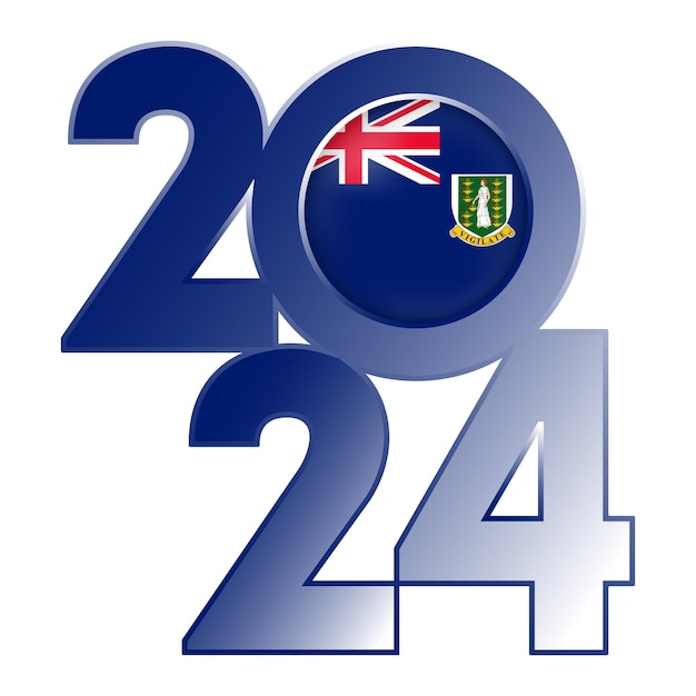 Bandeira de Feliz Año Nuevo 2024 con la bandera de las Islas Vírgenes dentro de la ilustración vectorial