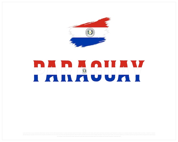 Bandeira de Paraguay Tipografía con bandera de pincel sobre un fondo blanco Tipografía de la bandera de Paraguay