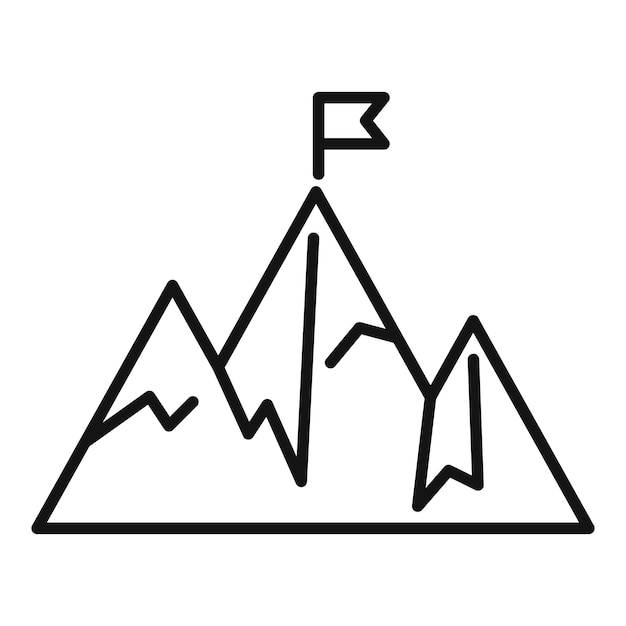 Bandeira del pico de la montaña icono de objetivo vector de contorno objetivo de éxito